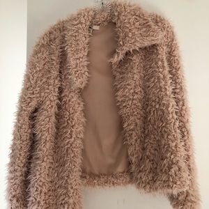 Never worn fuzzy pink jacket
